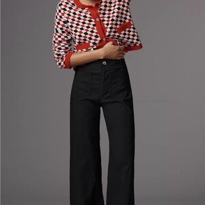 Anthropologie Colette Cropped Pants in Black Linen